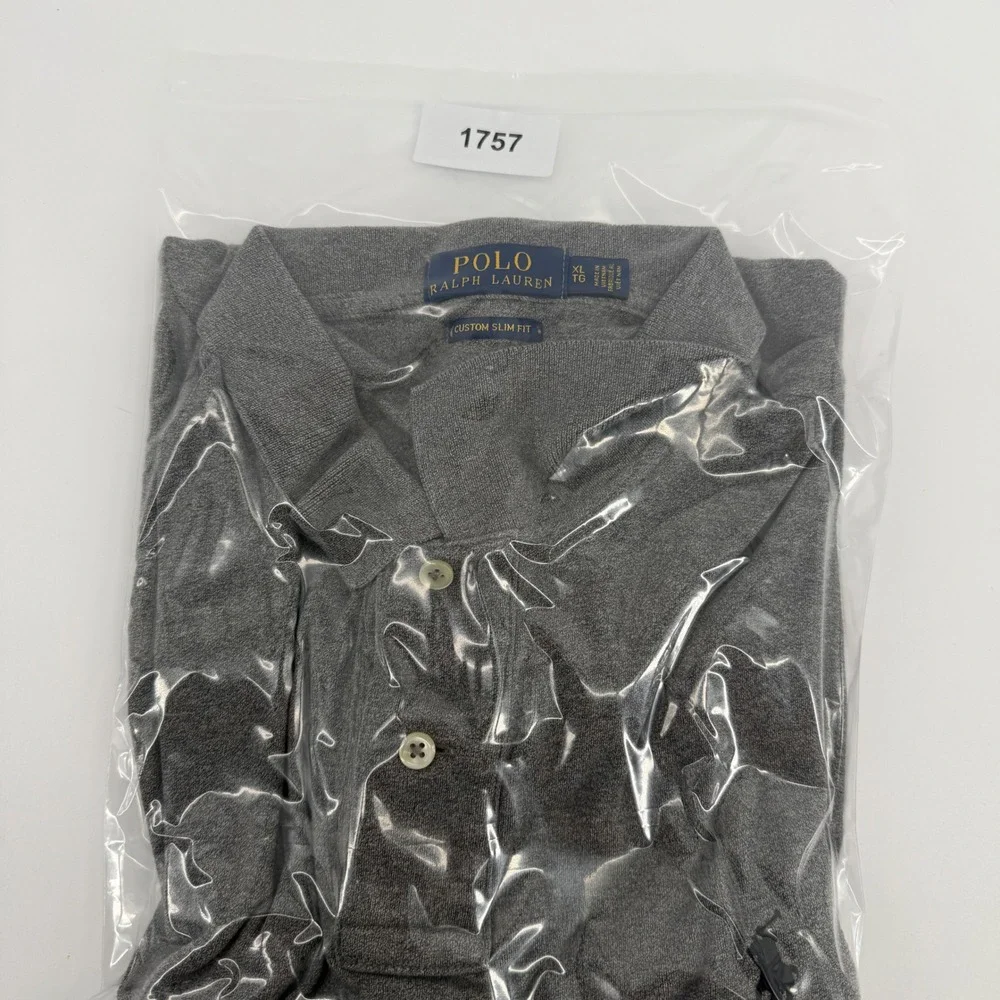 Polo Ralph Lauren Mens Custom Slim Fit Polo Shirt Gray XL Short Sleeve Pony Logo